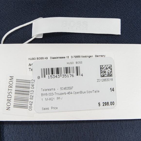 Hugo Boss Blue Telareama Tuxedo Button Accent Trousers Pants Size 14 - Picture 9 of 13